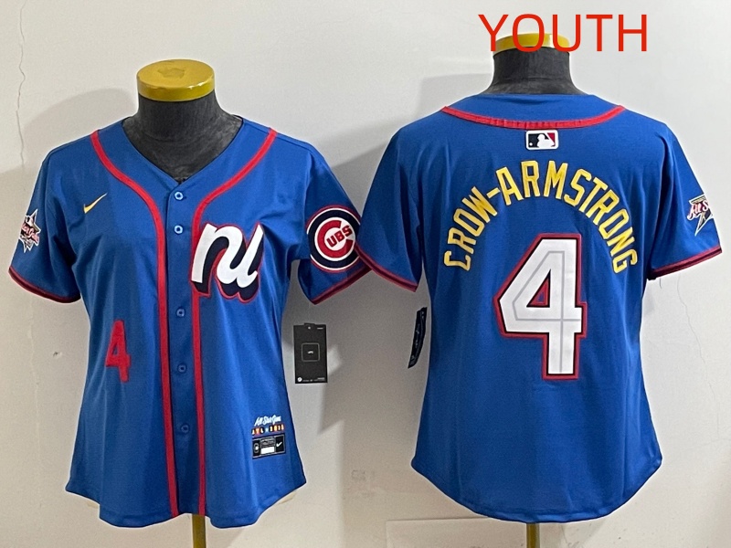 Youth Chicago Cubs #4 Crow-Armstrong Blue MLB All star Nike 2025 Jersey style 006->youth mlb jersey->Youth Jersey